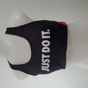 Nike Sports Bra Just Do it Medium Dark Purple or Black with Neon Accents